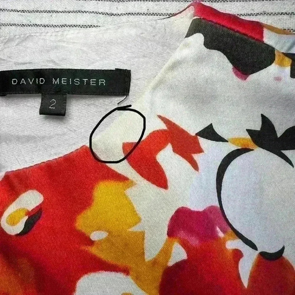 David Meister Fit & Flare Midi Dress. Floral, Bow Accent, Heavy Fabric - Picture 9 of 9